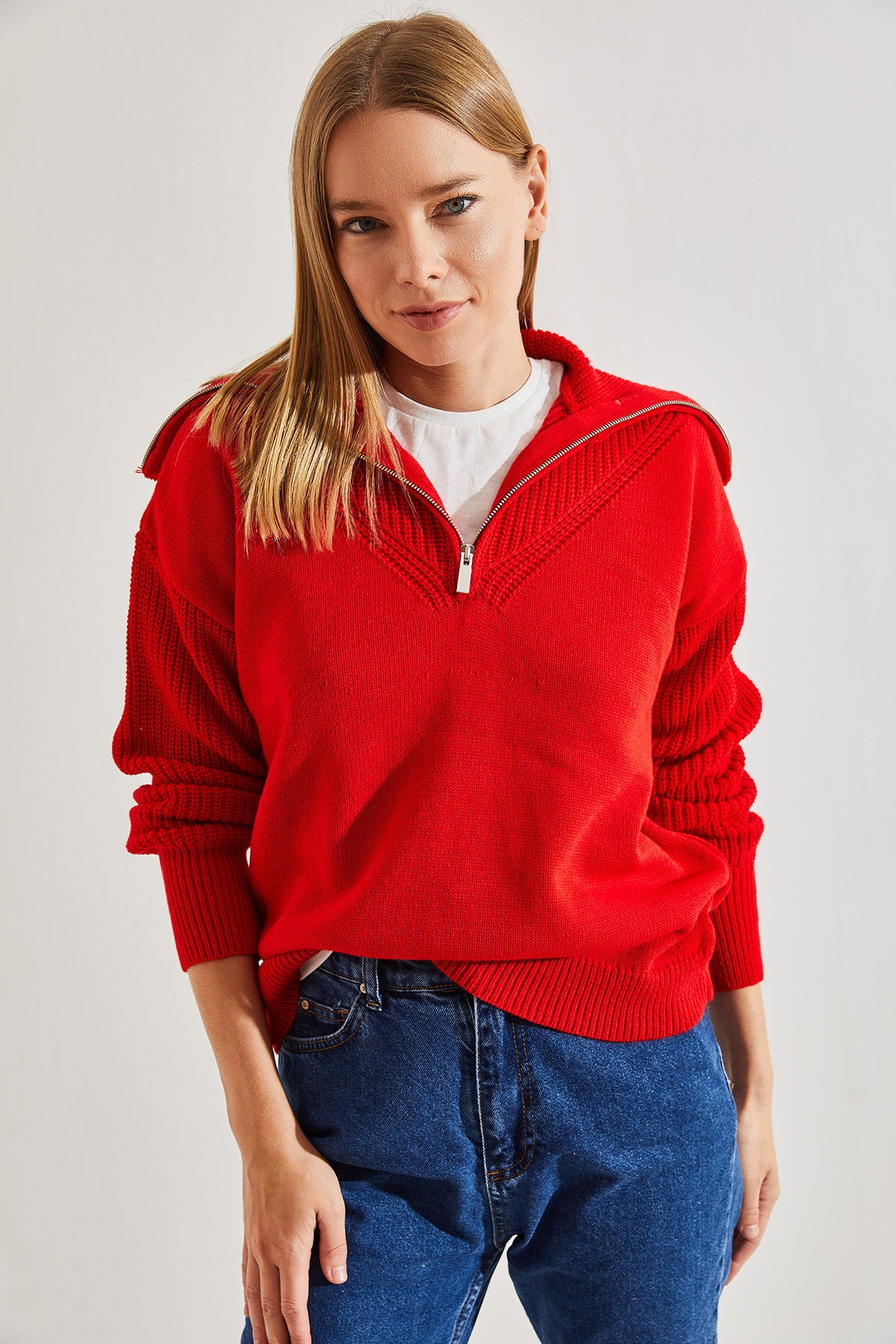 Women's Turtleneck Zippered Knitwear Sweater 20234197