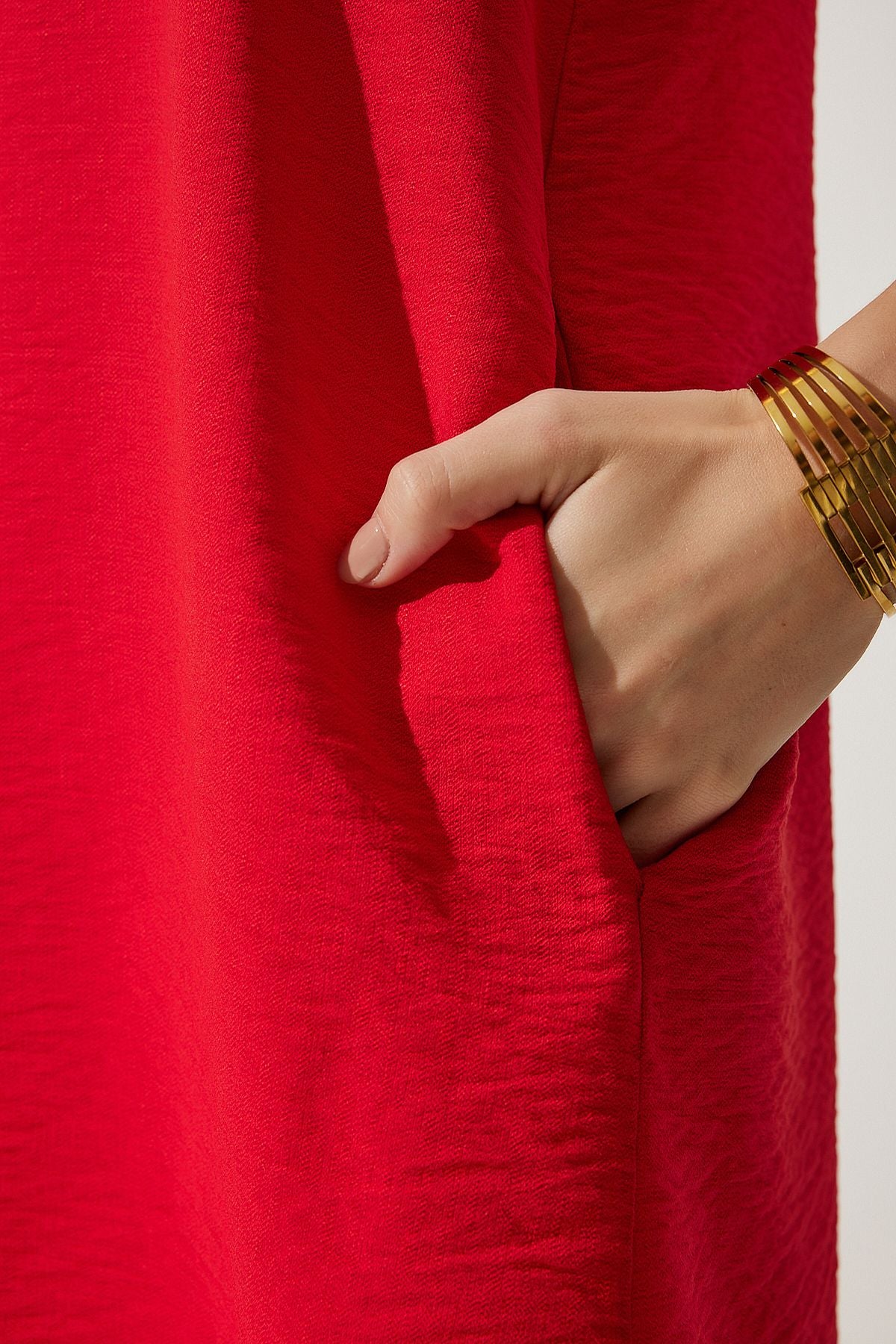 Woman Red Sleeveless Occupation Viscose Bell Dress JH00005