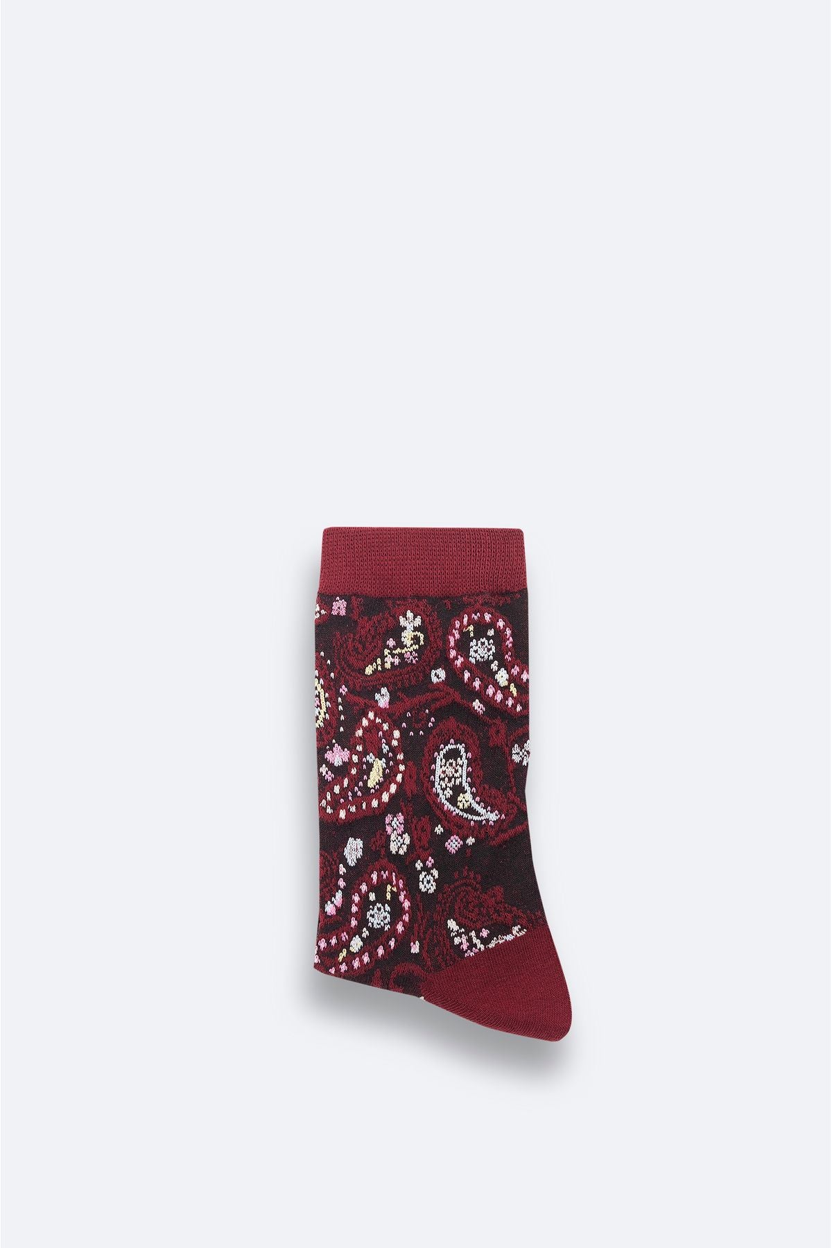 Men's burgundy cotton shawl patterned socket socks A42y8523