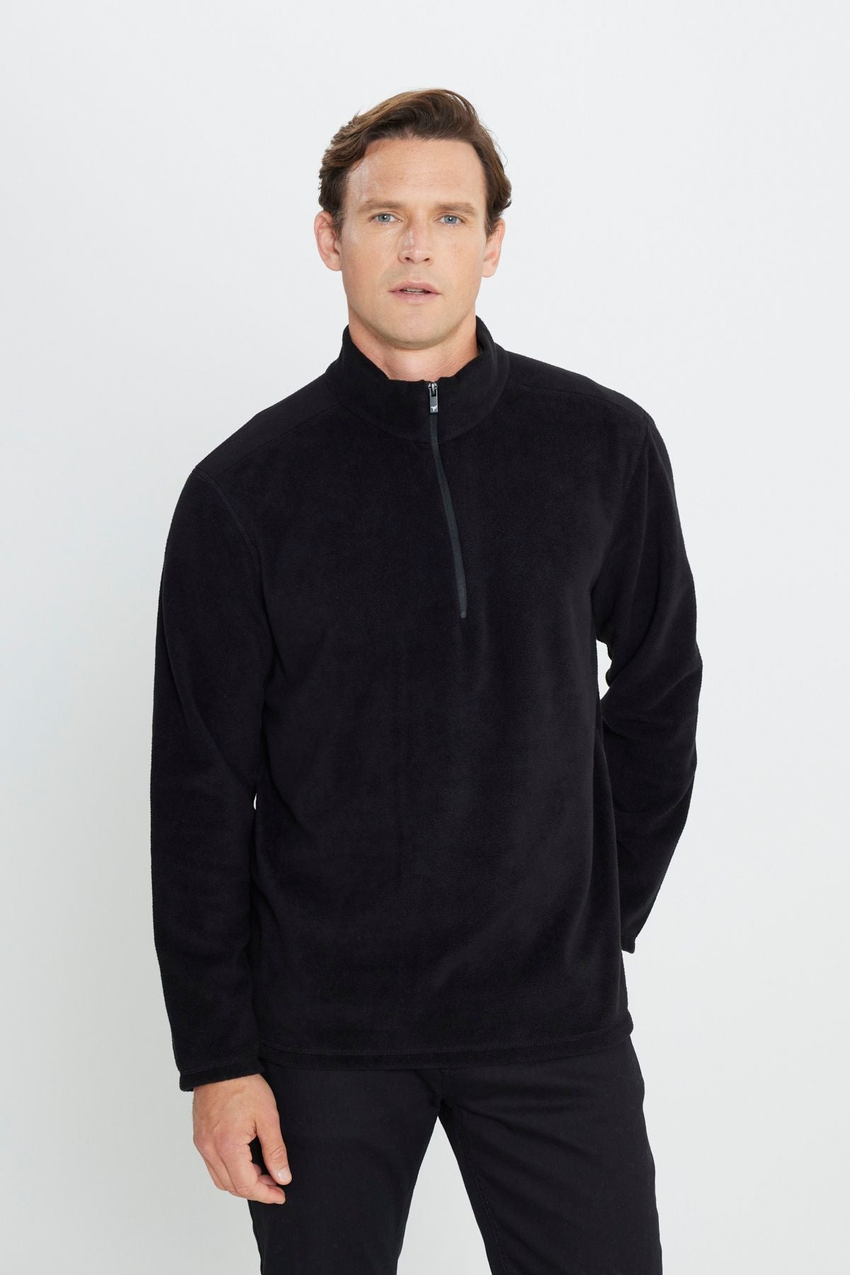 Men's Black Anti-Pilling Flash Standard Fit Pllage Solder Cold-proof Polar Sweatshirt