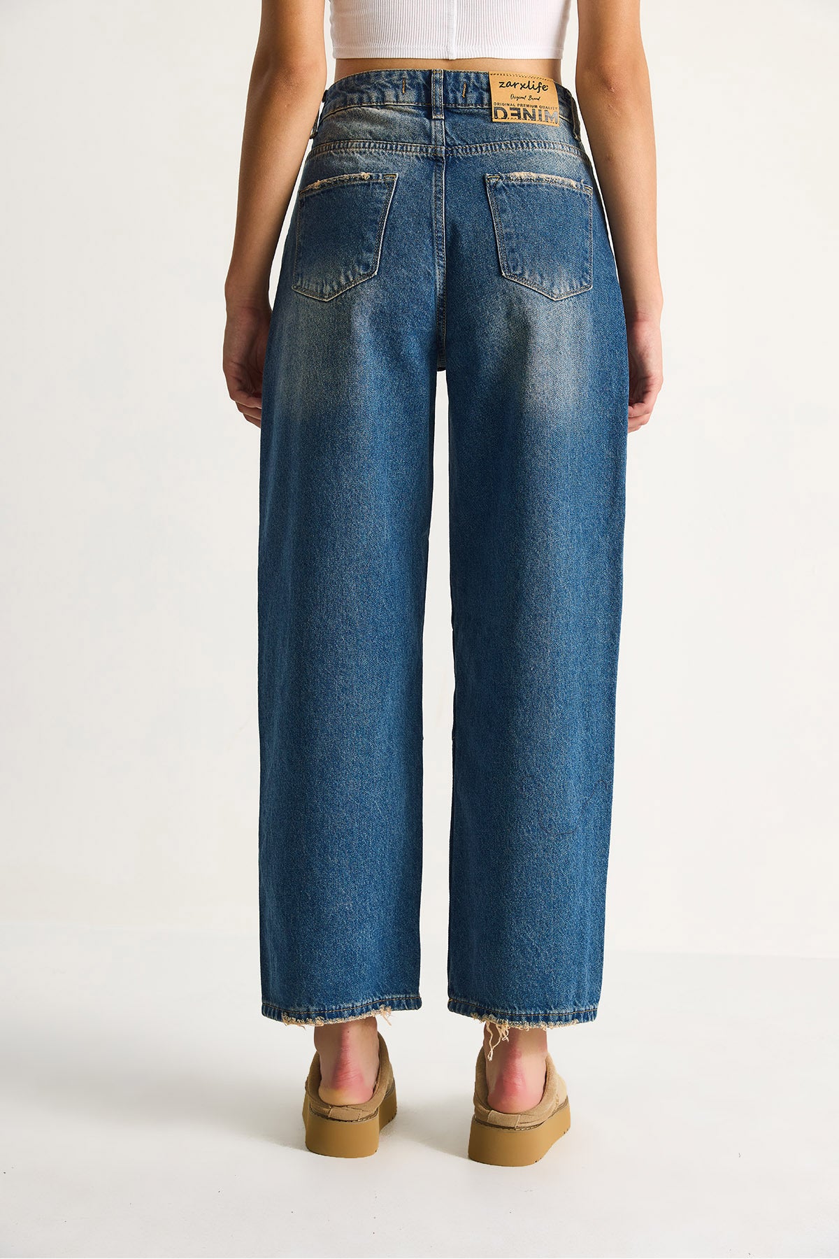 Women's Baggy Fit High Waist Straight Leg Denim Trousers 5287 60284108