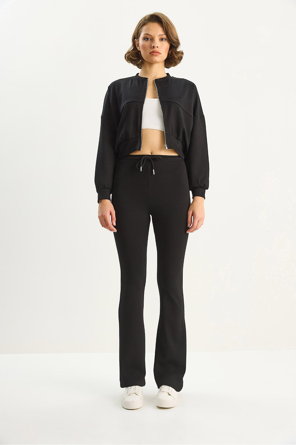 Women's Bat Sleeve Crop Cardigan Spanish Trousers Modal Bottom-Top Set 4059 60283731