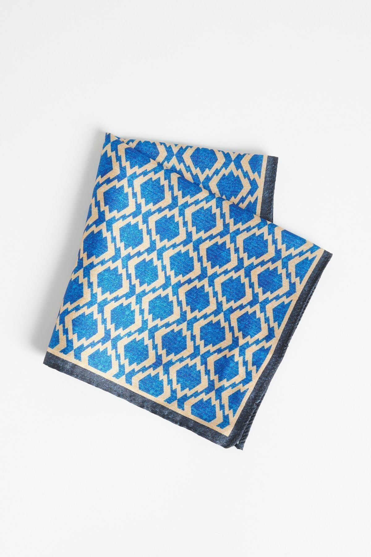 Men's blue-bej patterned handkerchief