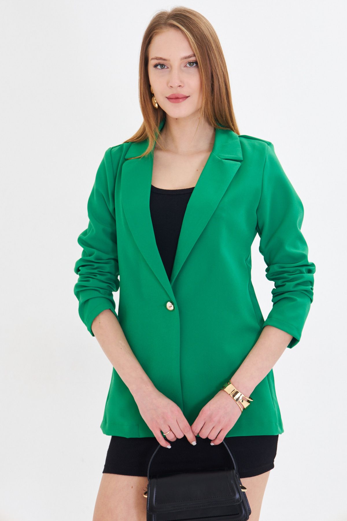 Female Green Single Button Jacket ARM-23Y001047