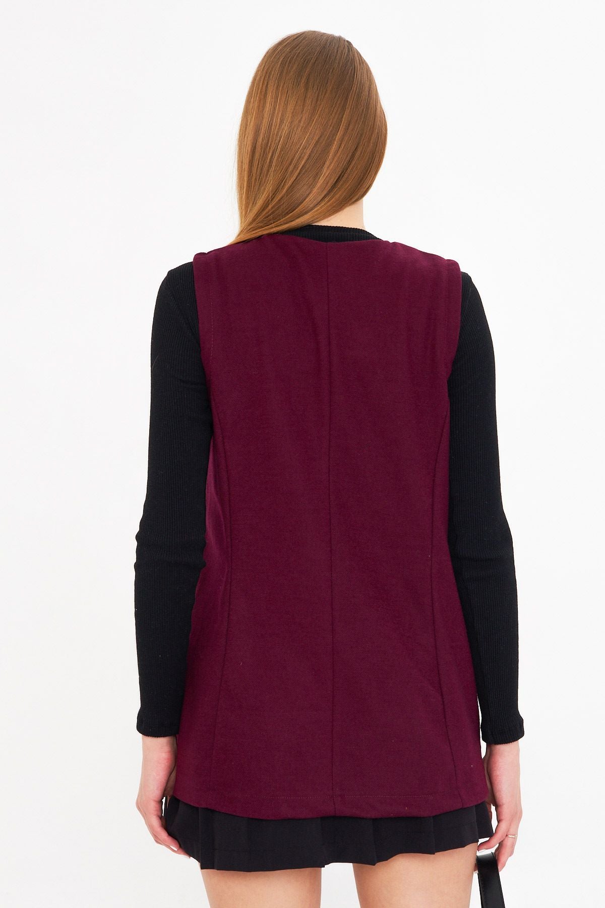WOMEN'S PUBLIC V-Yaka Single button Oversize Patterned Vest ARM-25K001110