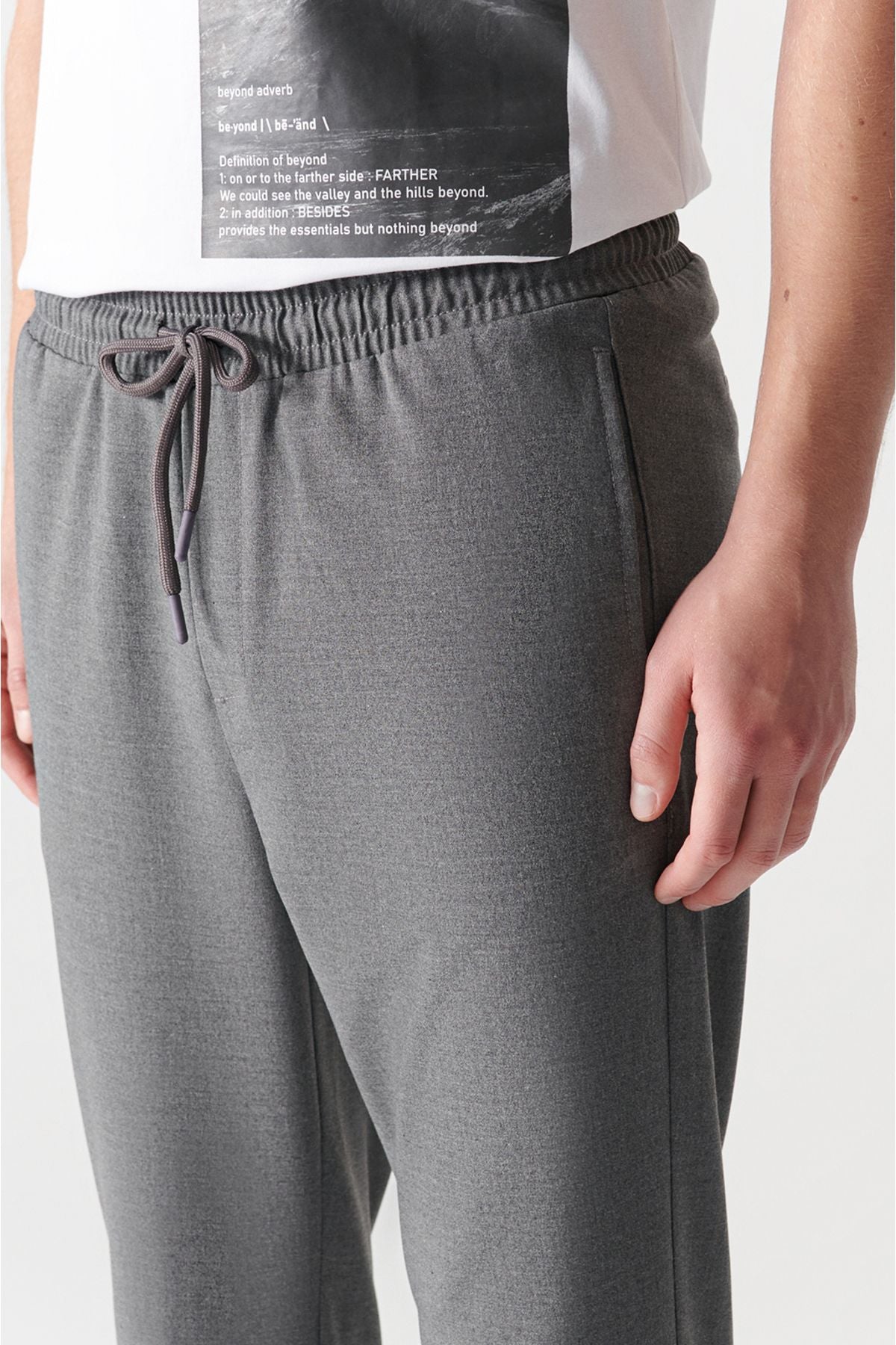 Men's Gray Side Pocket Waist Waist Lacked Dual Paça Jogger Pants E003000