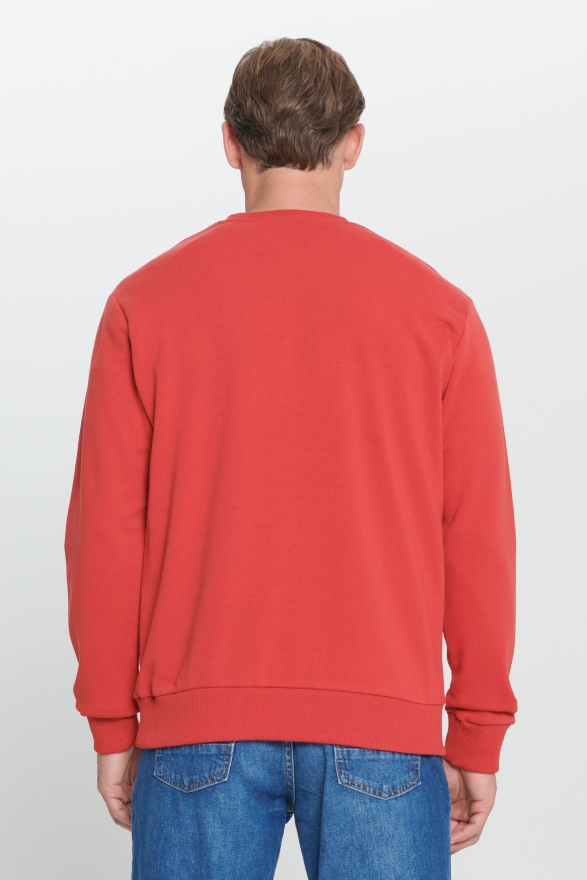 Men's Red Standard Fit Normal Cut Cycling Cotton Cotton Sweatshirt