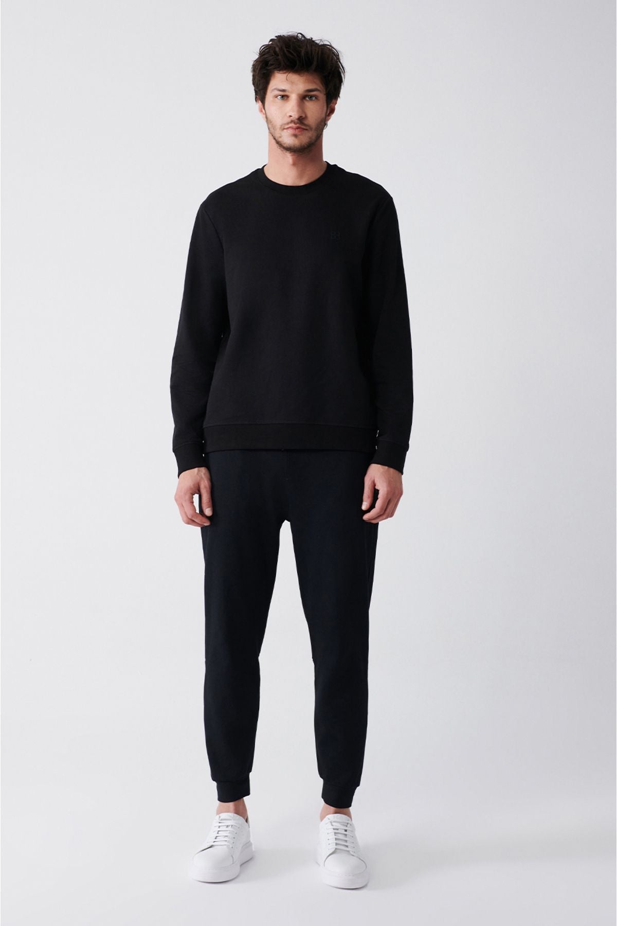 Men's black bike collar cotton cotton 2 -hot -free sweatshirt E001200
