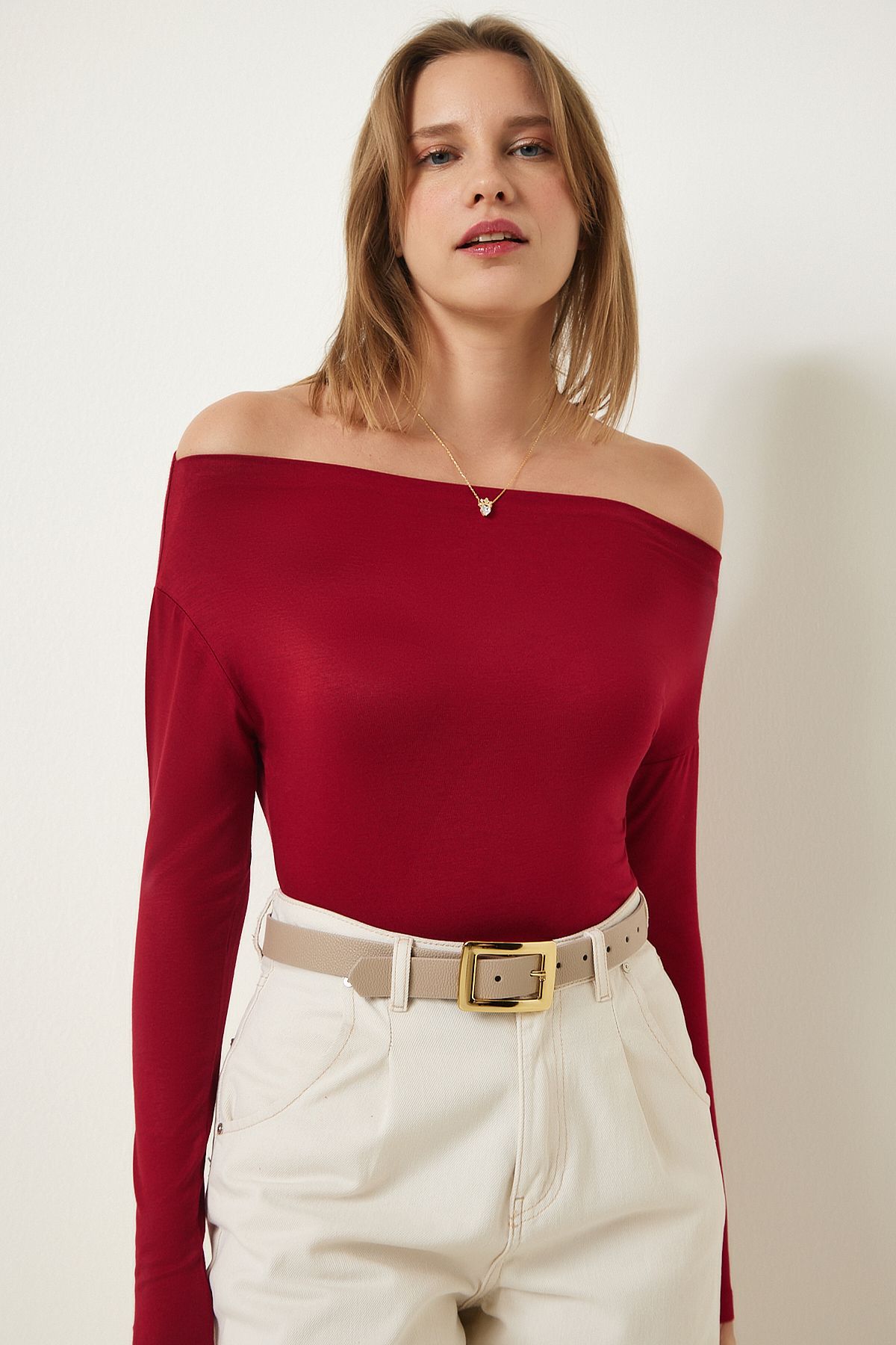 Female Bordeaux Katak Yaka Knitting blouse RX00046