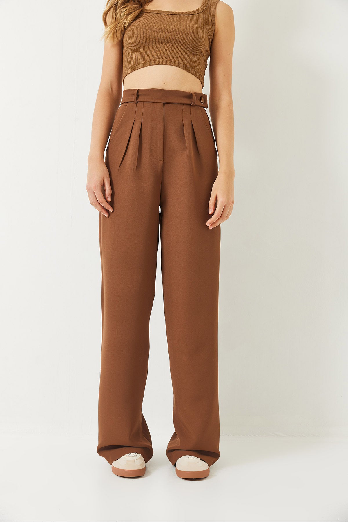 Women's Belt Detailed Pocket Palazzo Trousers 60283064