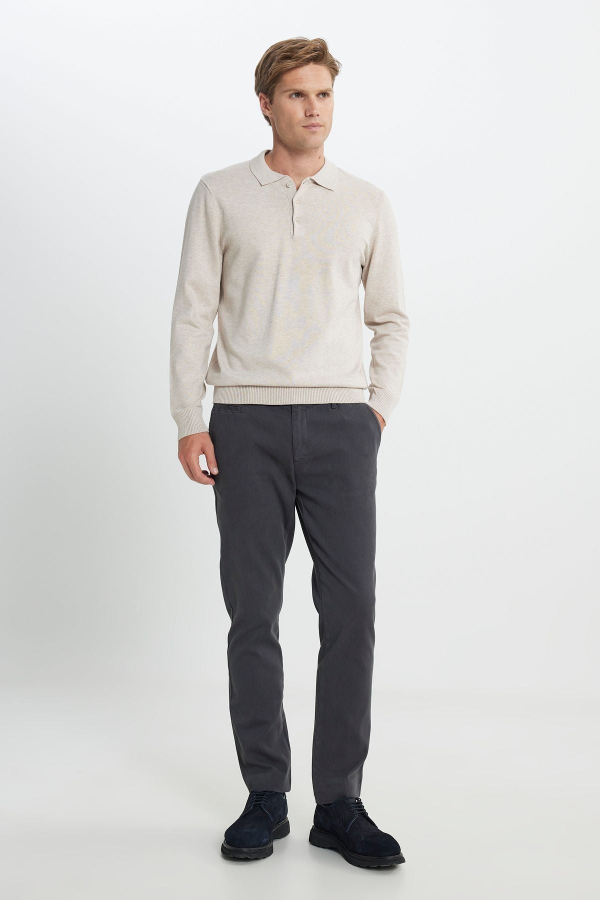 Men's Beige Melanj Standard Fit Normal Cut Polico Sweater