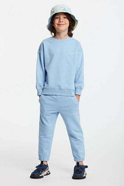 Majuro Boy's Embroidered Blue Tracksuit Set