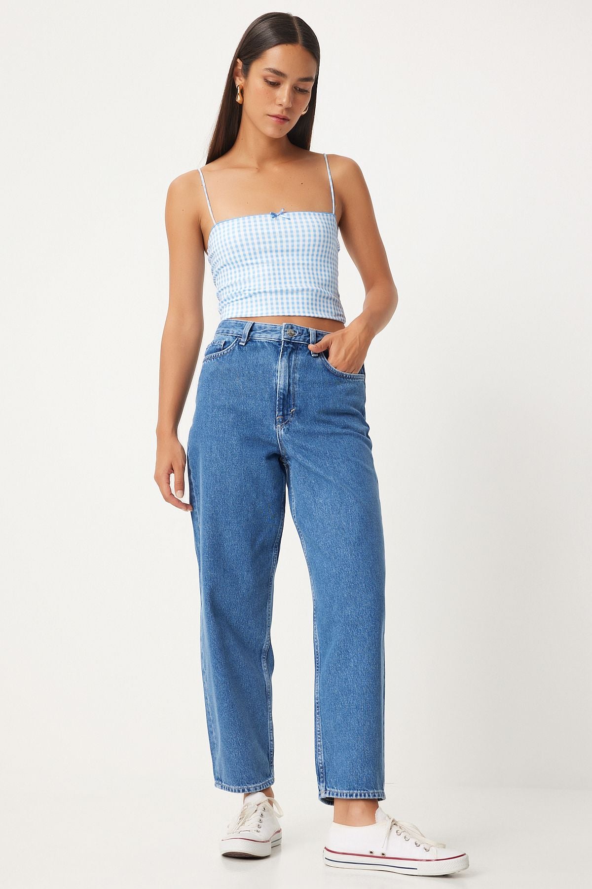 Female Middle Blue Washing Balloon Jean UT00020