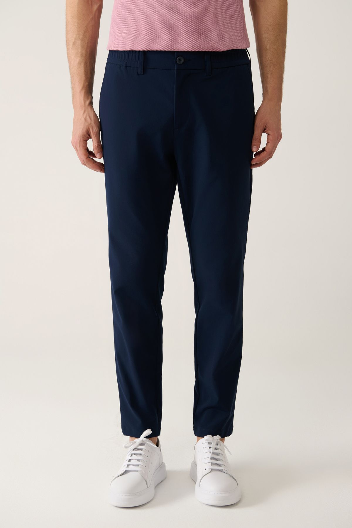 Men's navy blue waist tire 360 degrees flexible technical fabric pants A41y3077