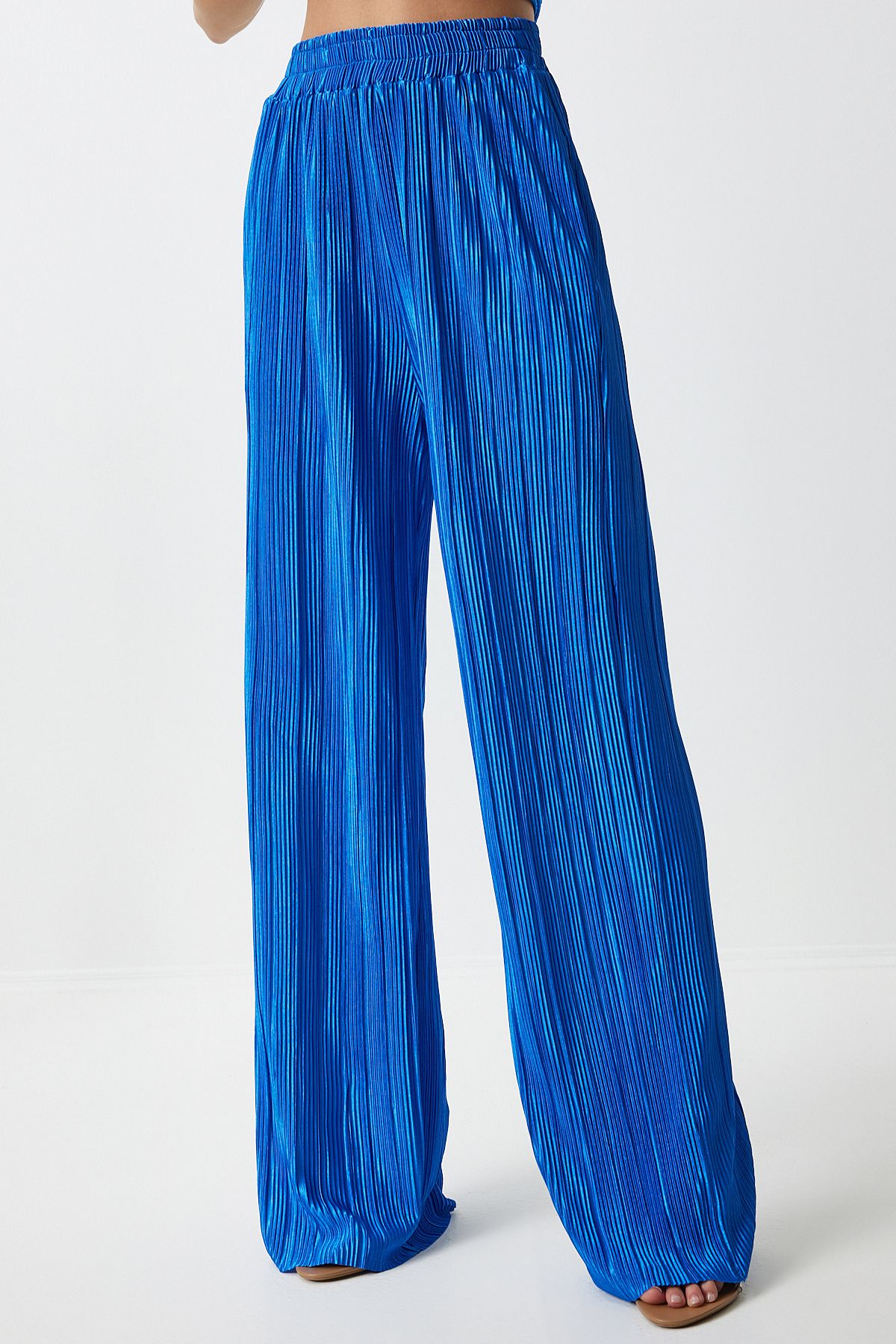 Female Blue Pilica Comfortable Blouse Pants Set Mc00283