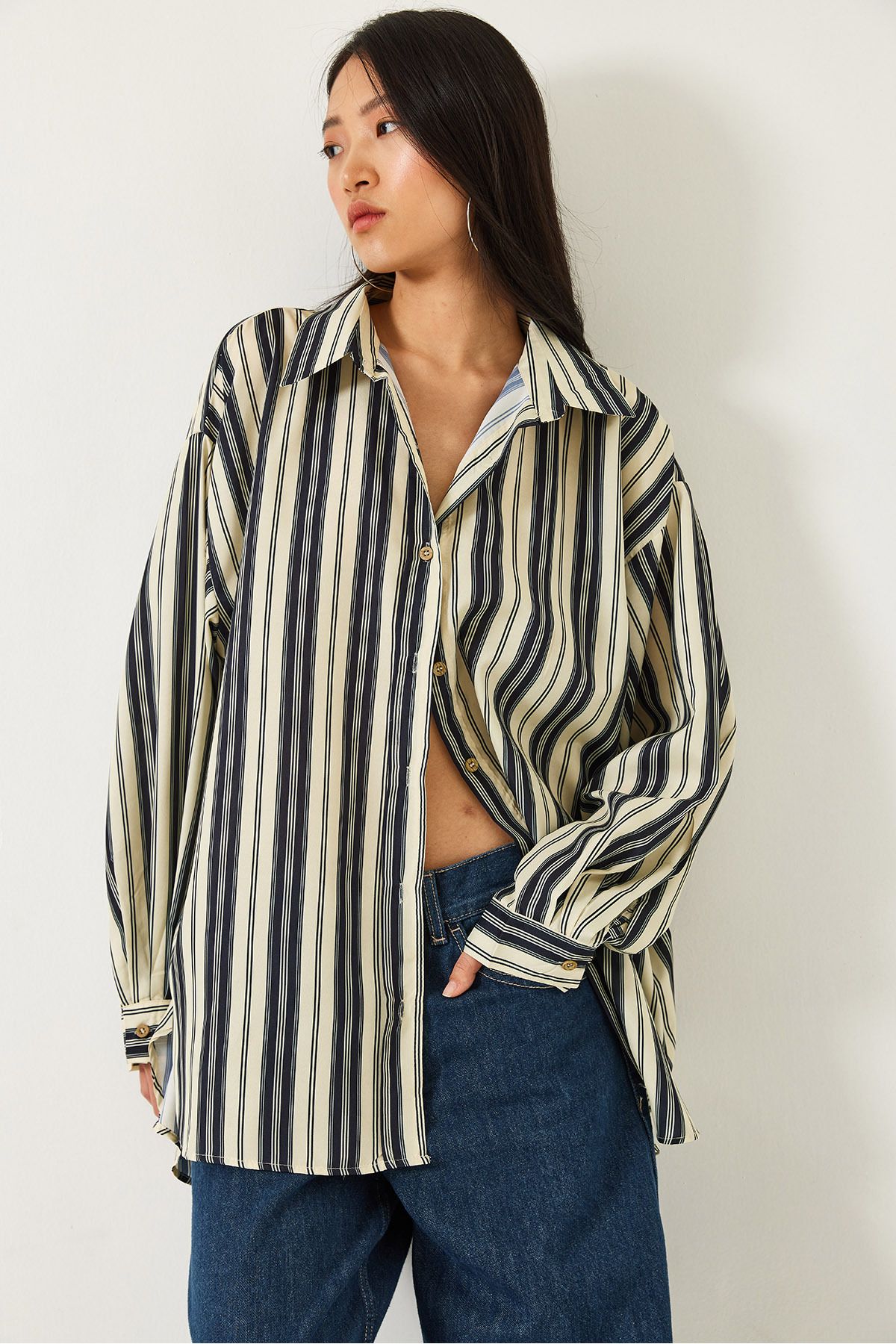 Female striped oversize shirt 1007 60261197