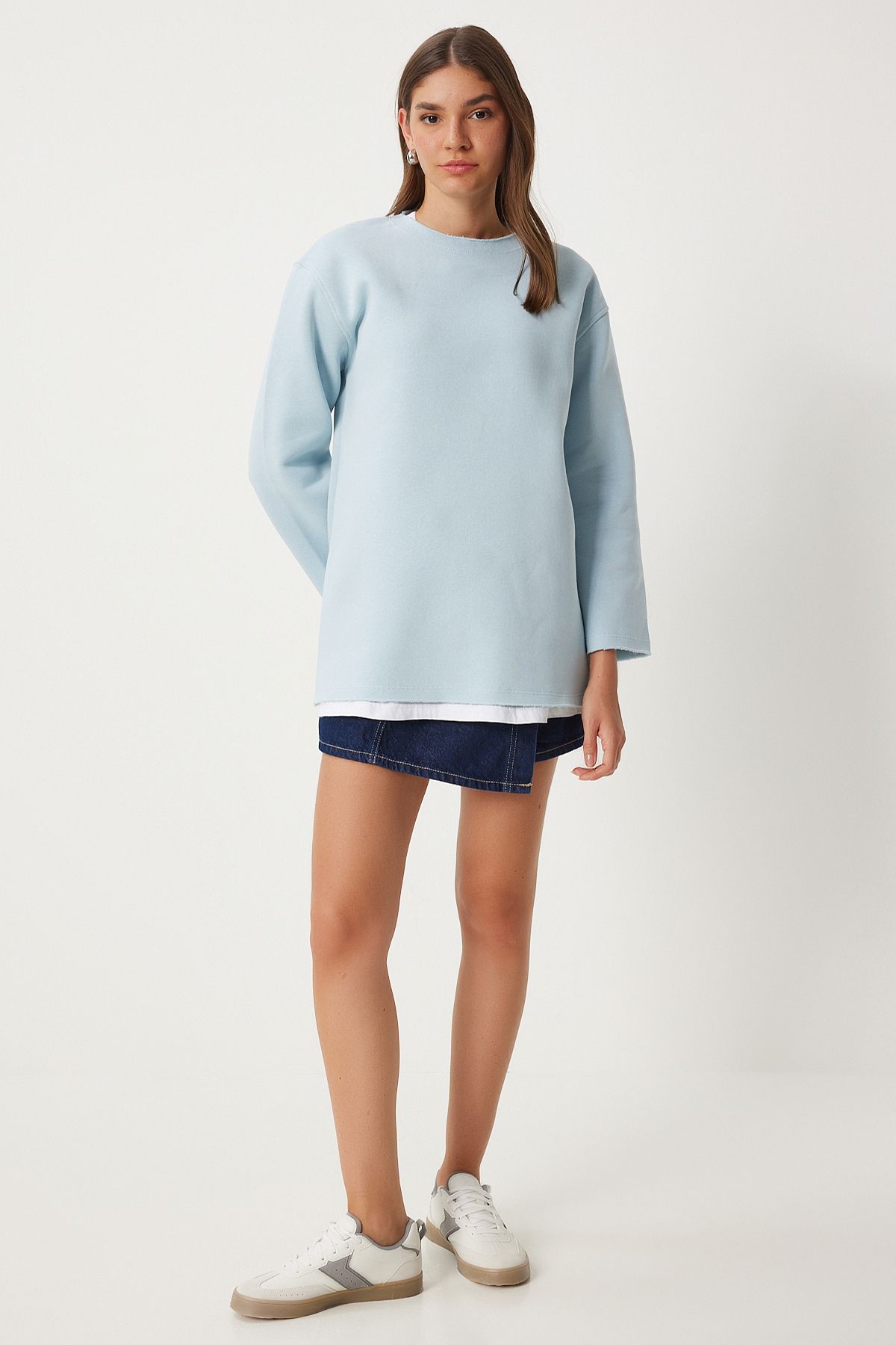Woman Sky Blue Blue Sweet Sweatshirt NJ00131