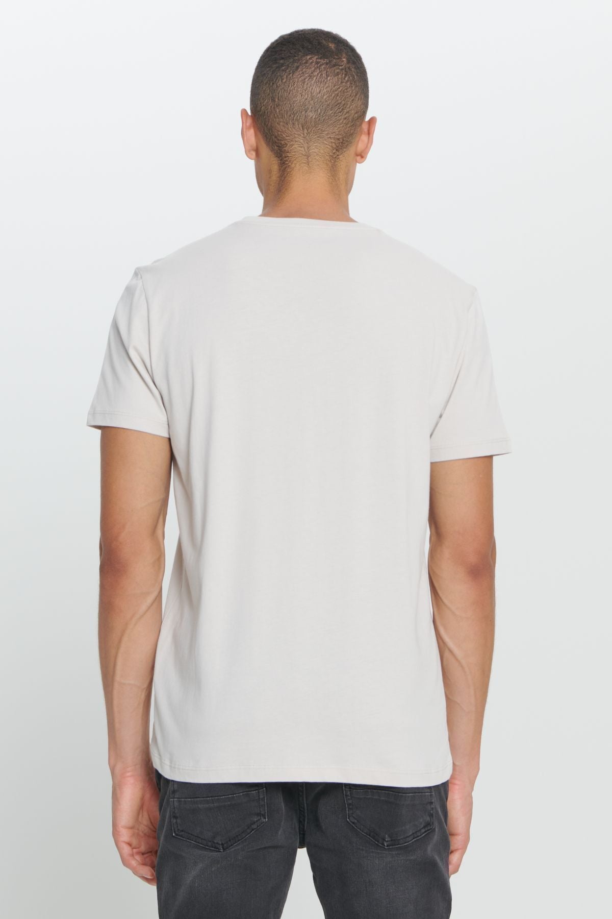 Men's Gray Standard Fit Normal Cutting 100 %Cotton Bicycle Yaka T -shirt