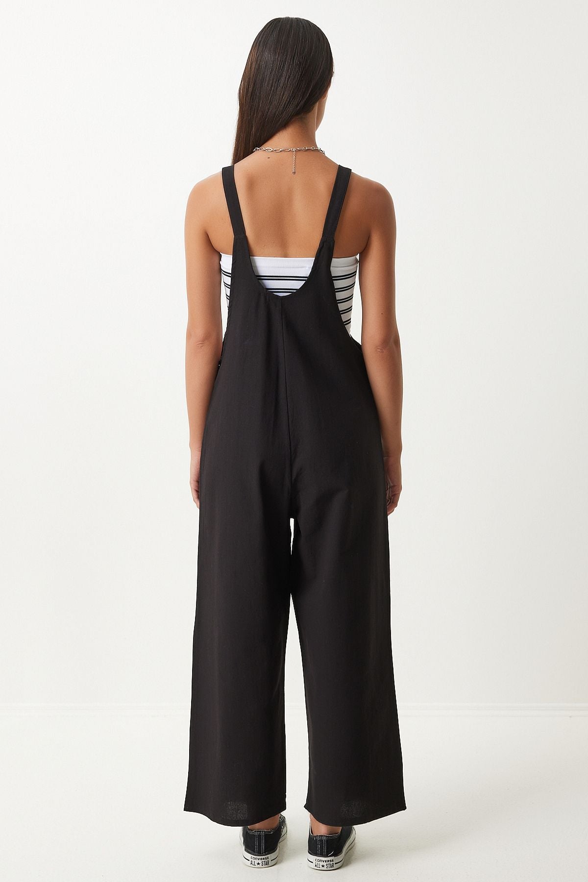 Female black strap thin gabardin summer gardener tulum ky00011