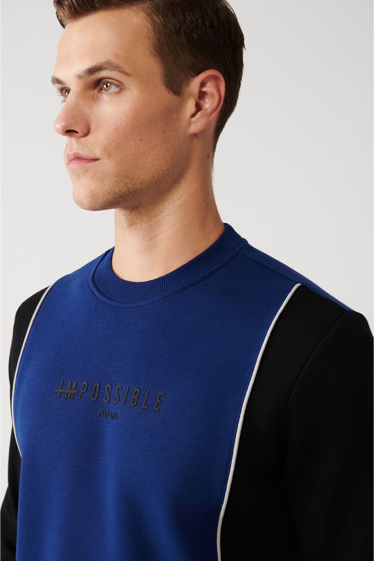 Men's Saks Bicycle Collar 3 -Triple Slogan Printed Sweatshirt A32Y1385