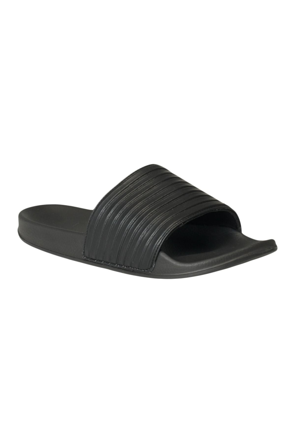 Men's black pattern black line printed slippers