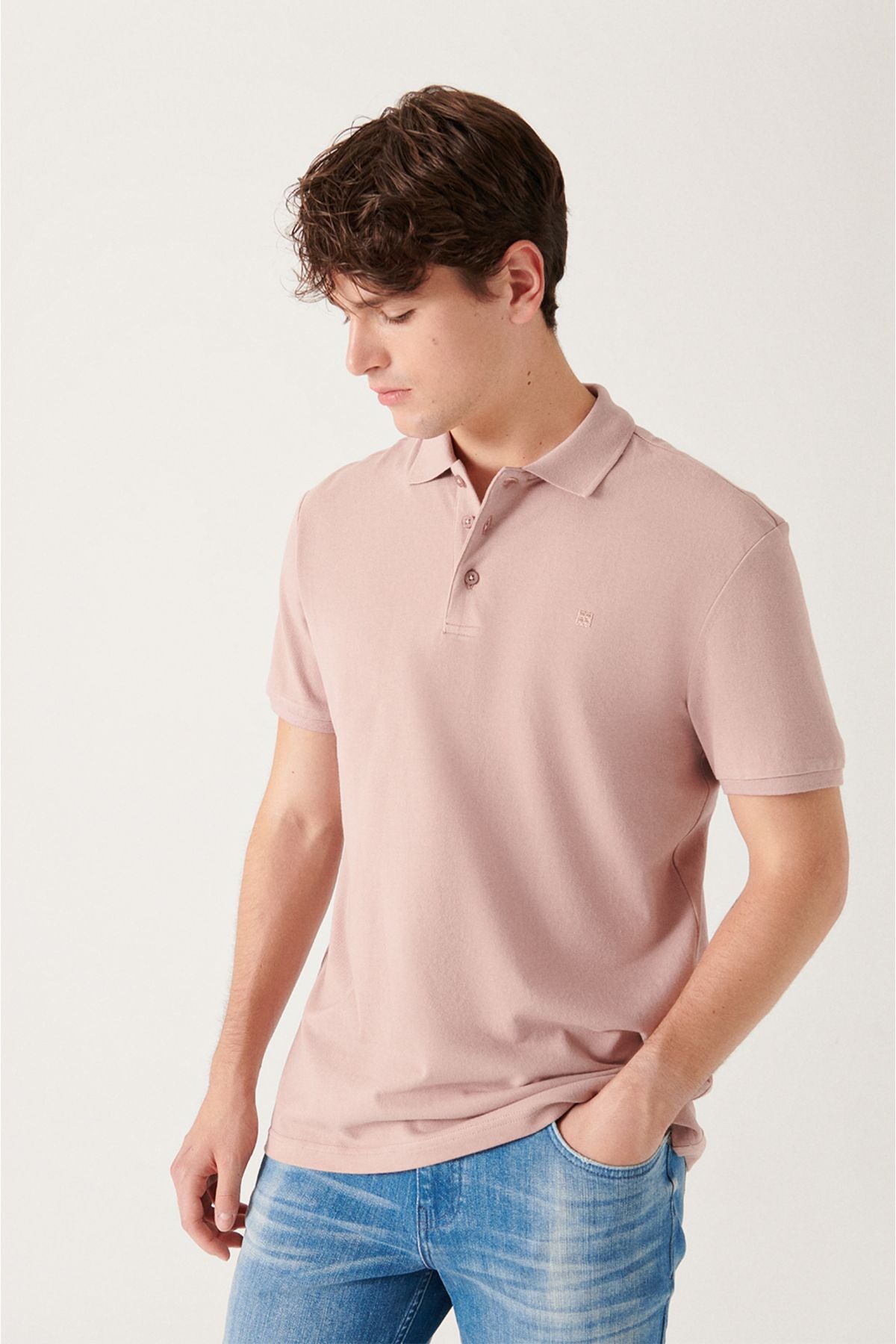 Ανδρικό μπλουζάκι Polo Yaka σε σκόνη 100% Cool Regular Fit E001004