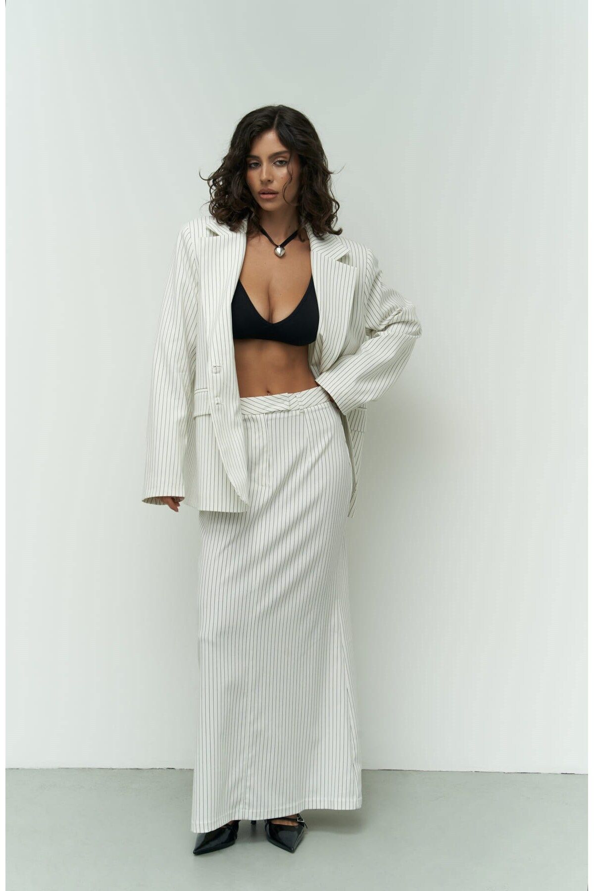 Bruno striped ecru skirt