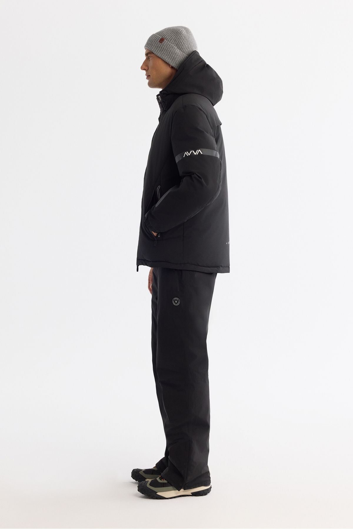 Men's black hooded water repulsion windproof -20 degrees resistant swelling ski coat A42y6159
