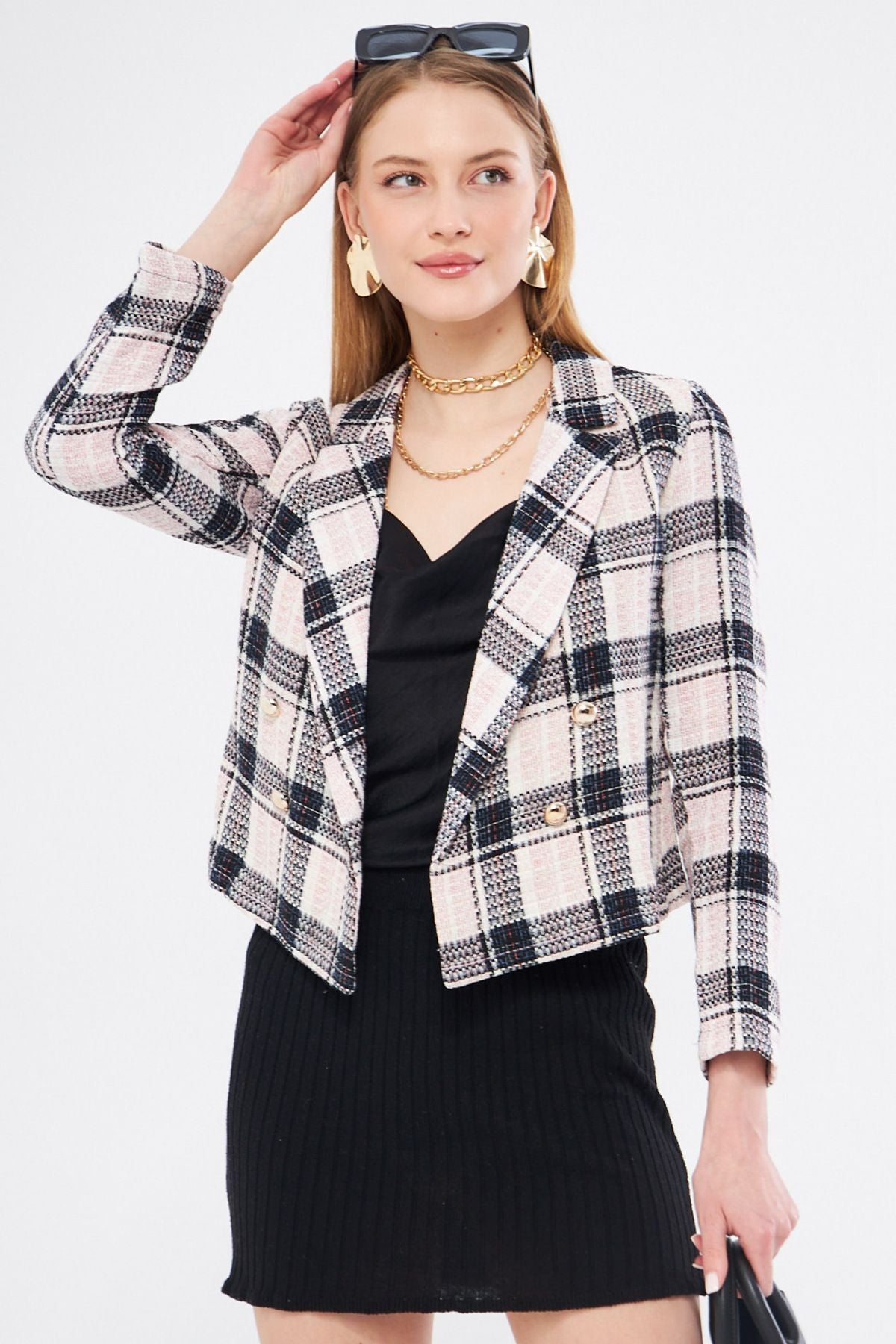 Woman Open Powder Cruve Cruve Tüvit Crop Jacket ARM-24K001014