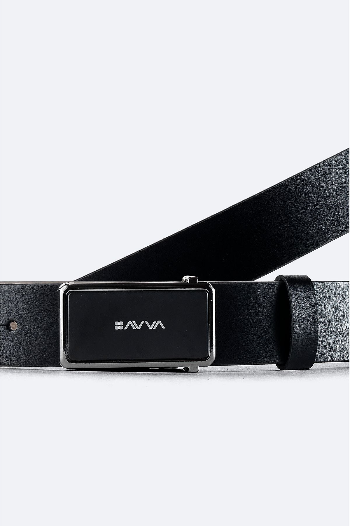 Men's black 100 %leather belt A41y9323