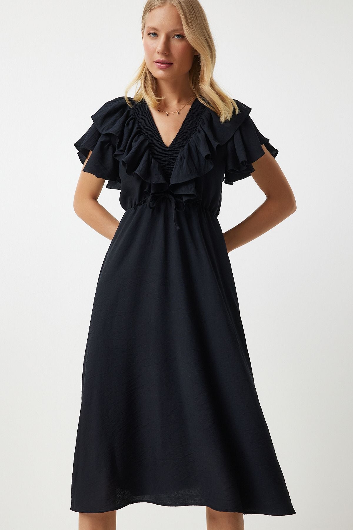 WOMEN'S BLACK SUMMER SUMMER Elastic Knitting Dress RV00196