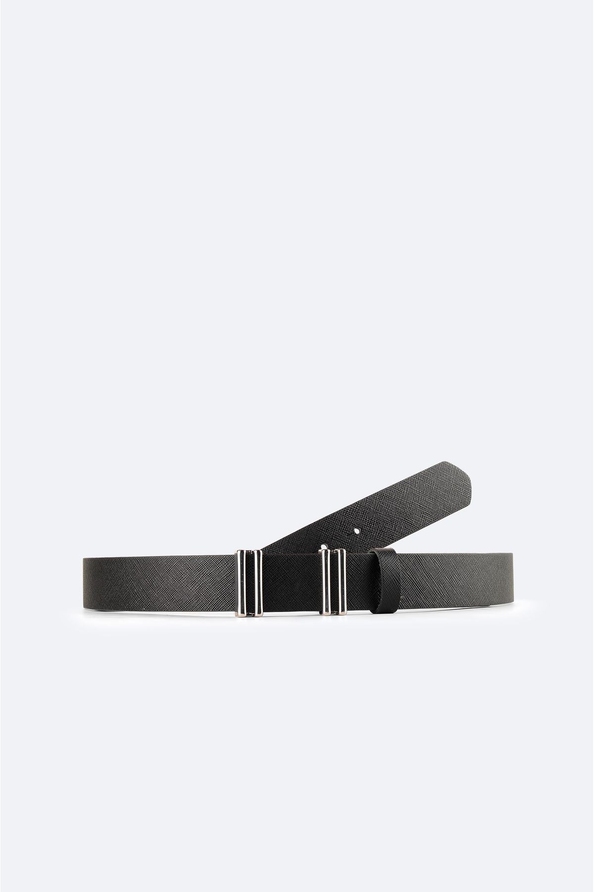 Men's black 100 %leather textured belt A42y9304