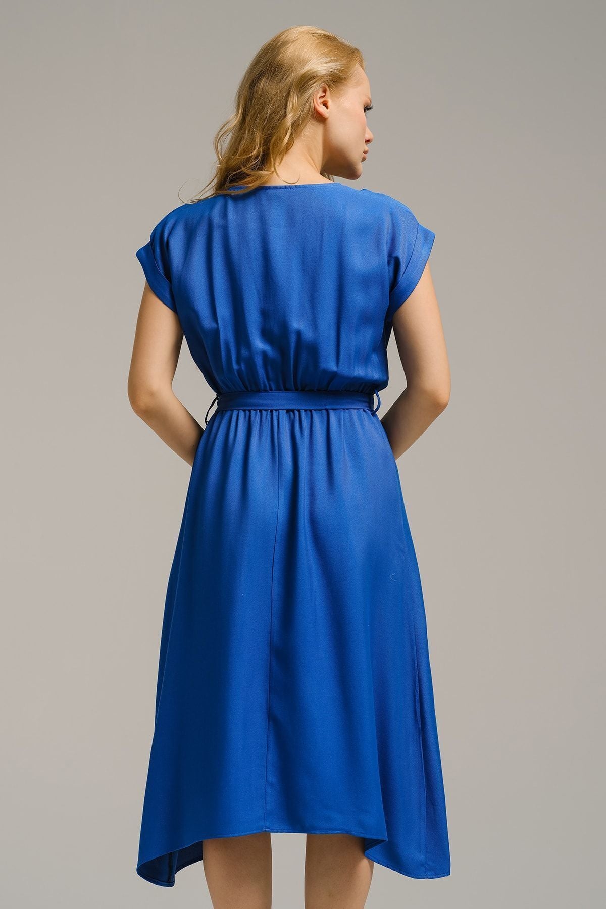 Woman Dark Blue Waist Tied Dress ARM-18Y001120