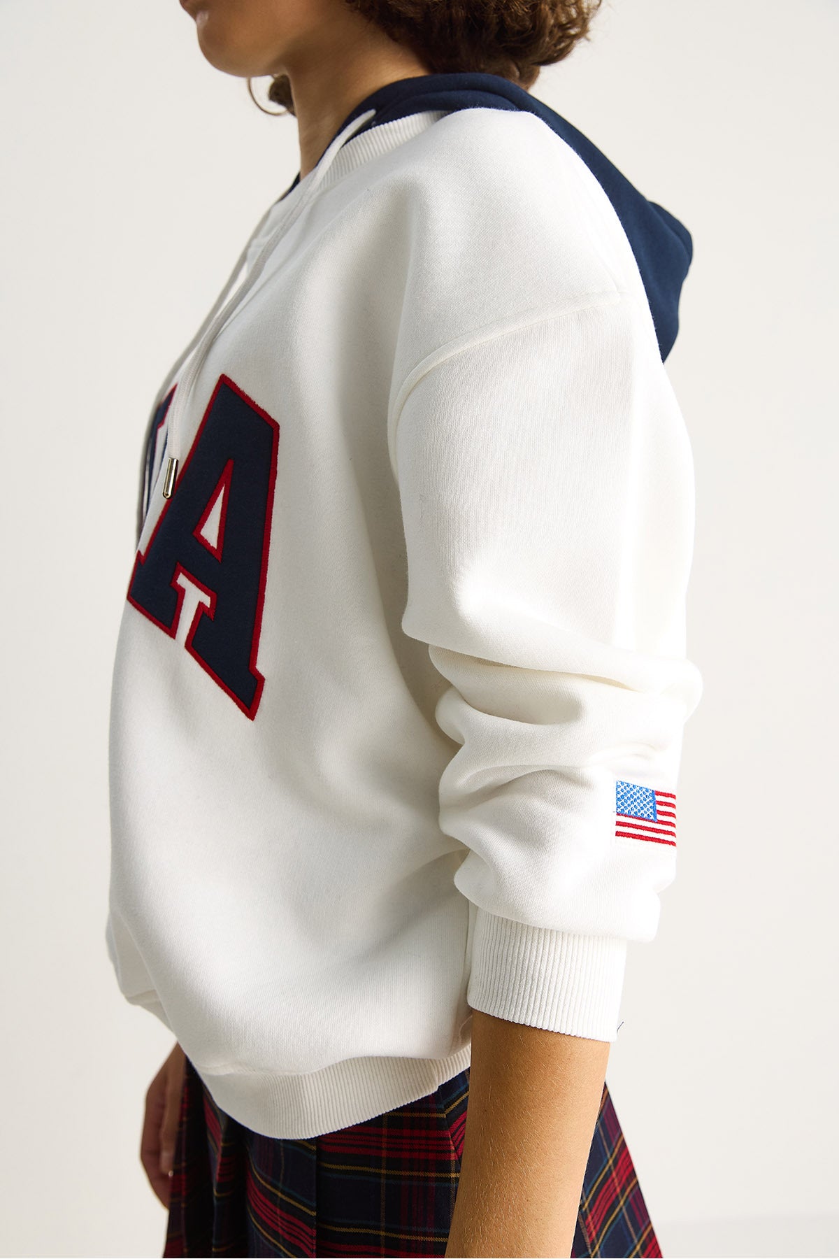 Women's USA Embroidered Rose Gold Hooded Casual Sweatshirt 10010 60283527