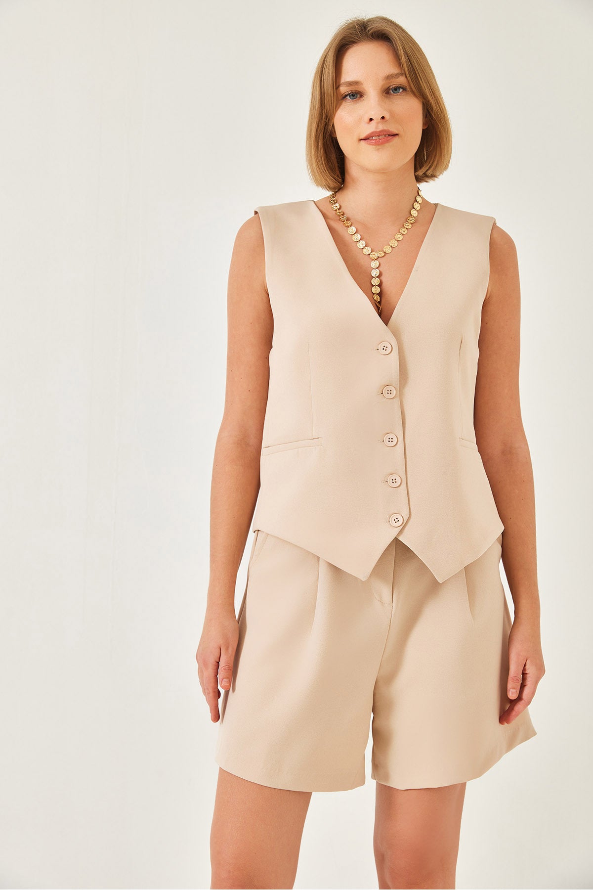 Women's V-Neck Vest Shorts Set 60316 60271017