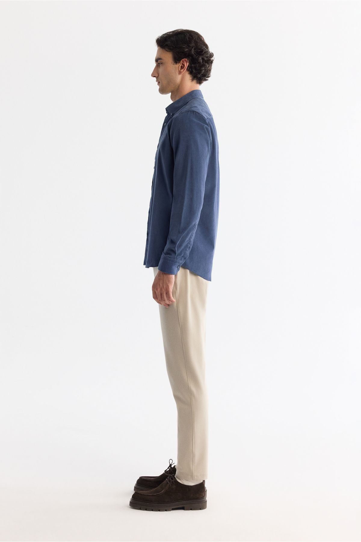 Men's indigo conscious velvet 100 %cotton shirt B002032