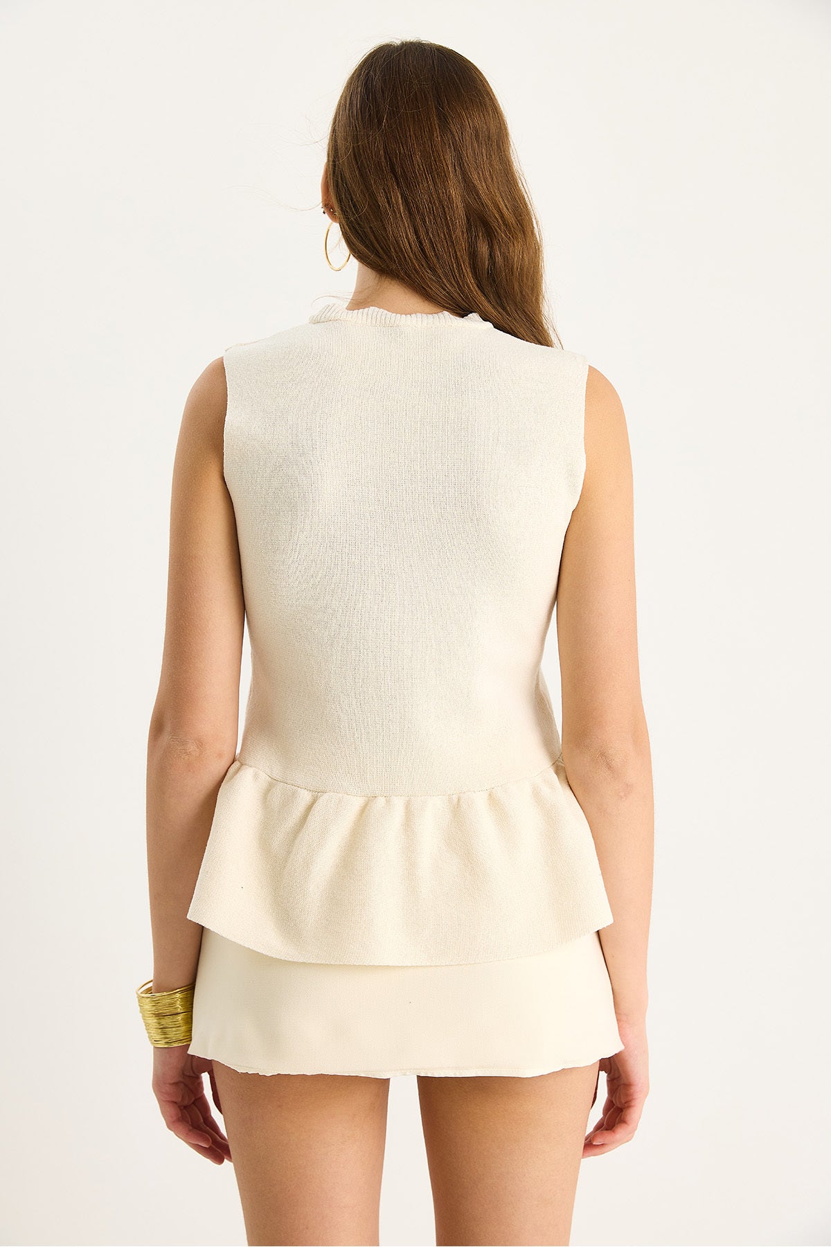 Women's Crew Neck Peplum Knitwear Top 20251019