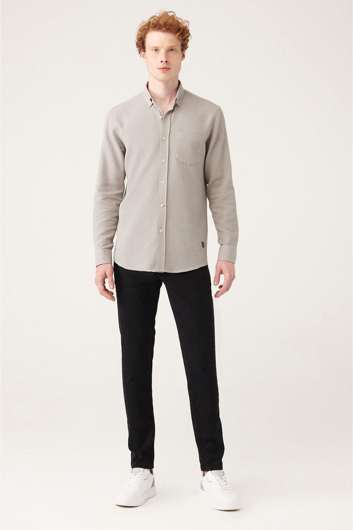 Men's gray 100 %cotton pocket shirt A31y2005