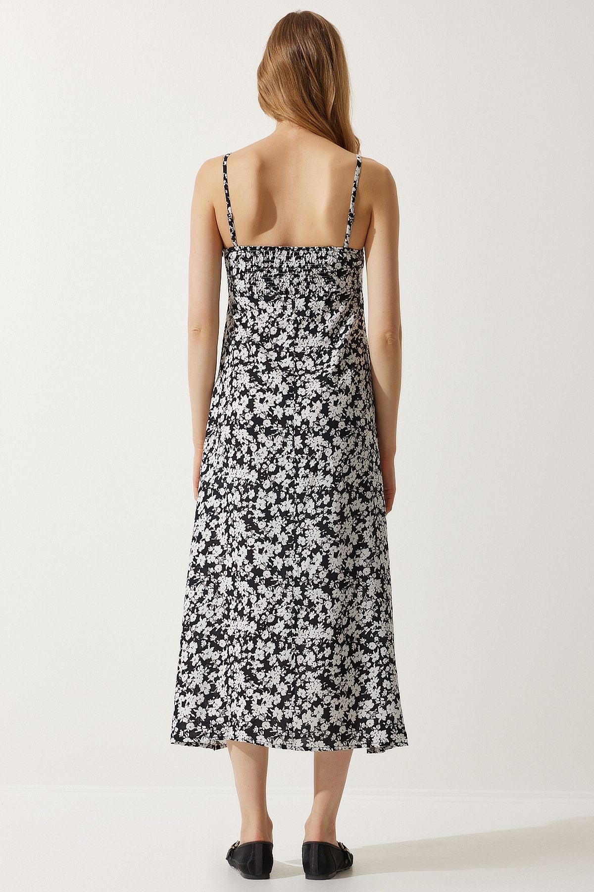 Female Black and White Hanger Patterned Viscose Dress UB00236