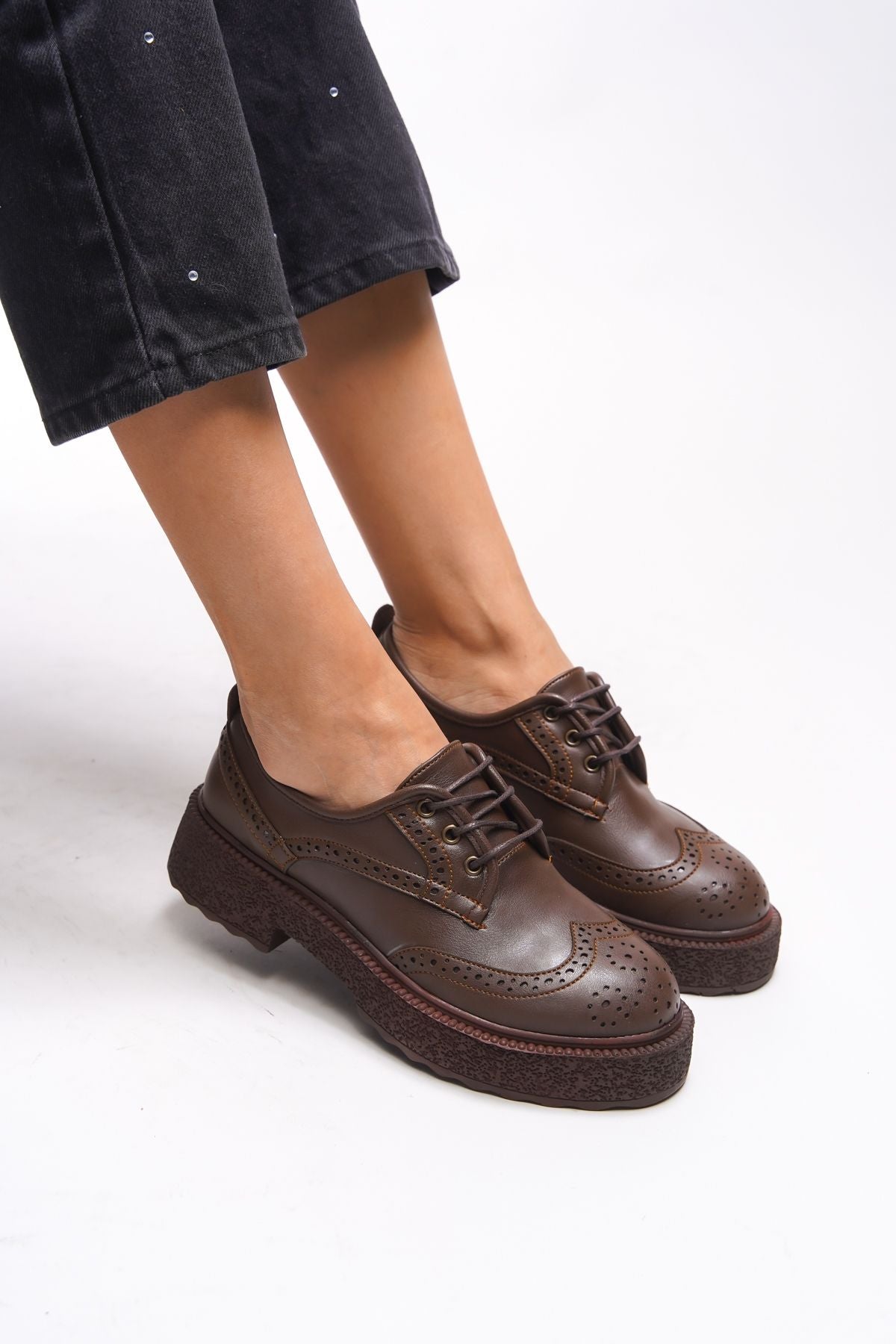 Oknyrth Women Lace Loafer 00121990 Brown Skin