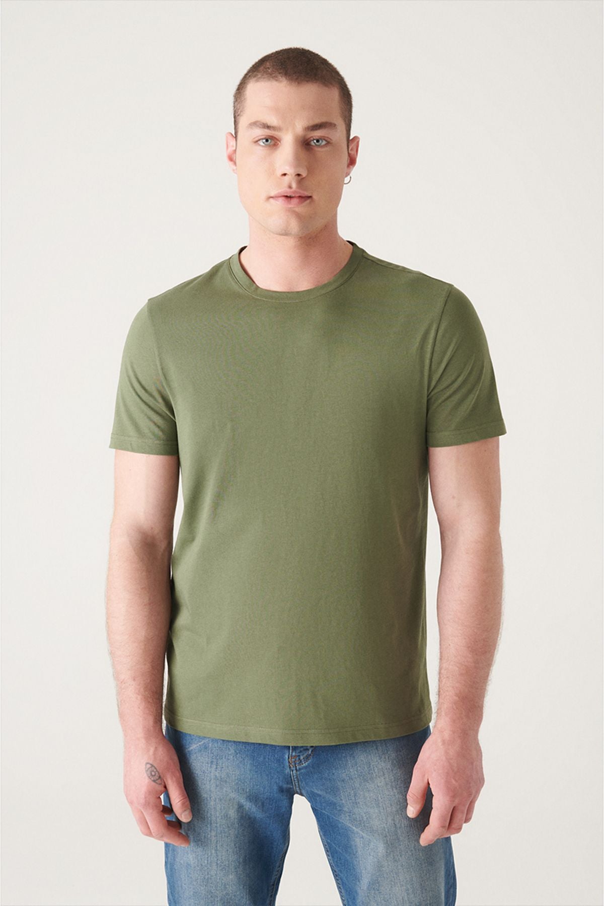 Male Khaki 100 %Cotton Breathing Bicycle Yaka T-Shirt E001000