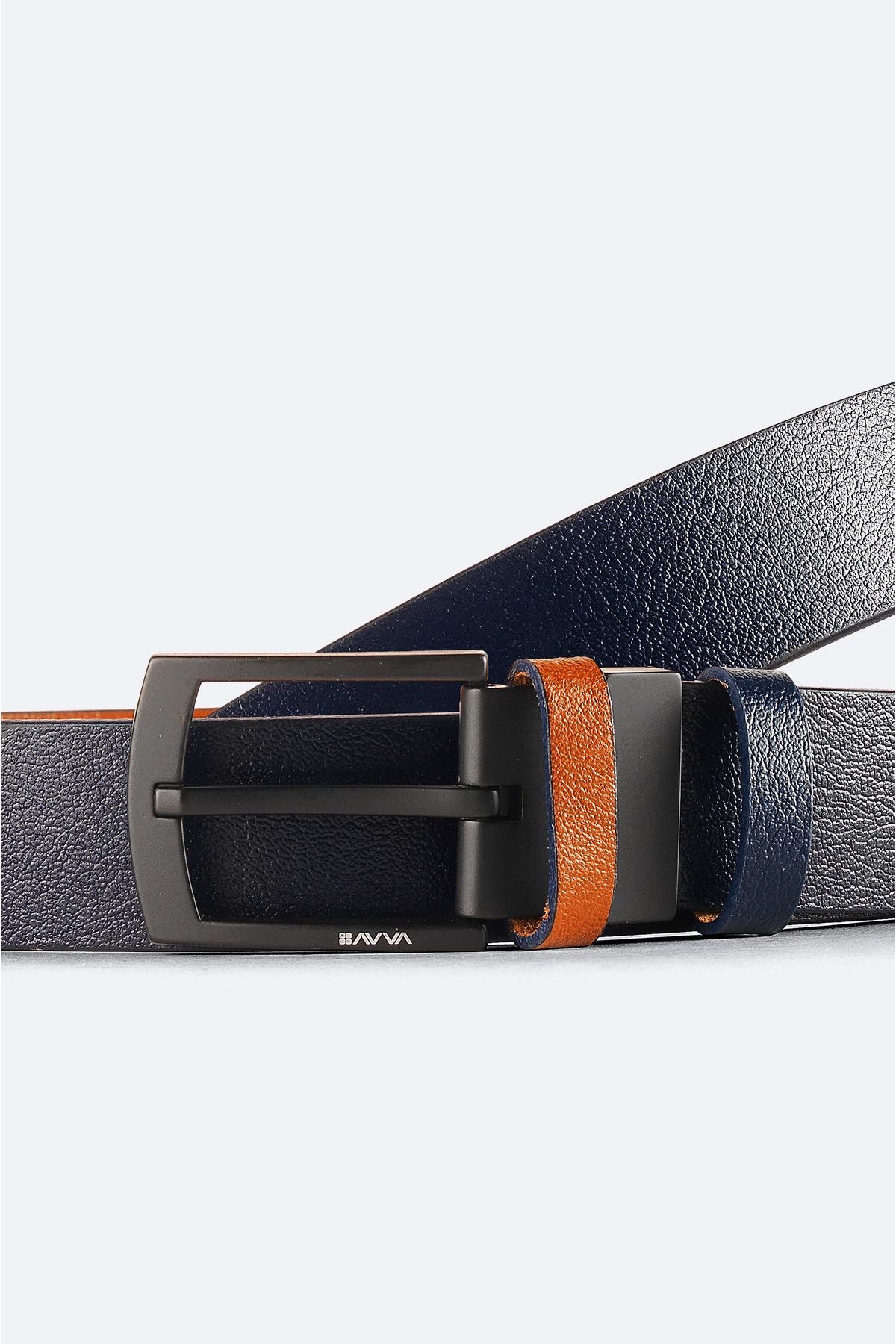 Men's Navy Blue-Taba 100 %Leather Double Sided Belt A32y9317