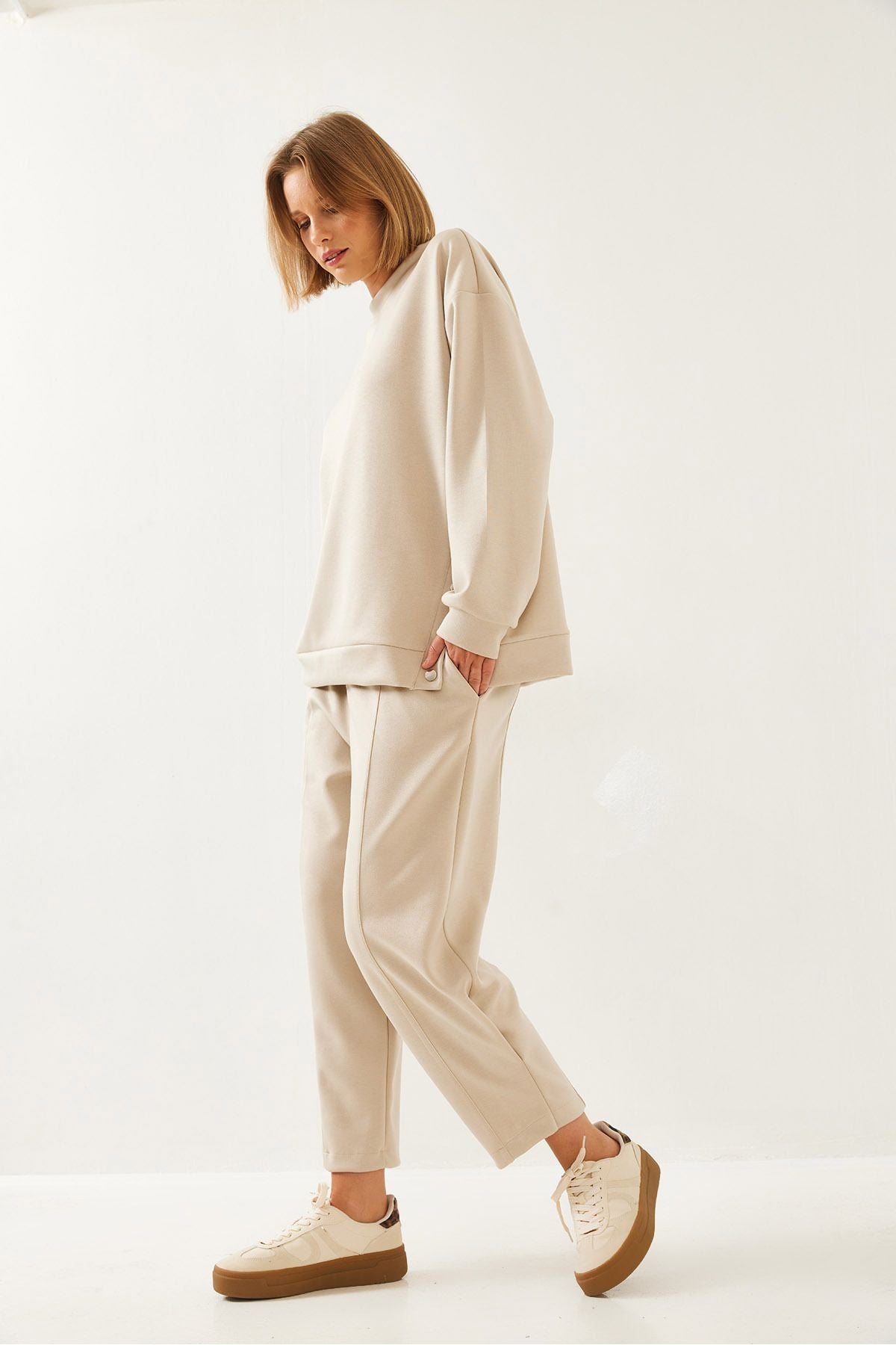 Women's sides button detailed upside -down team 60351257