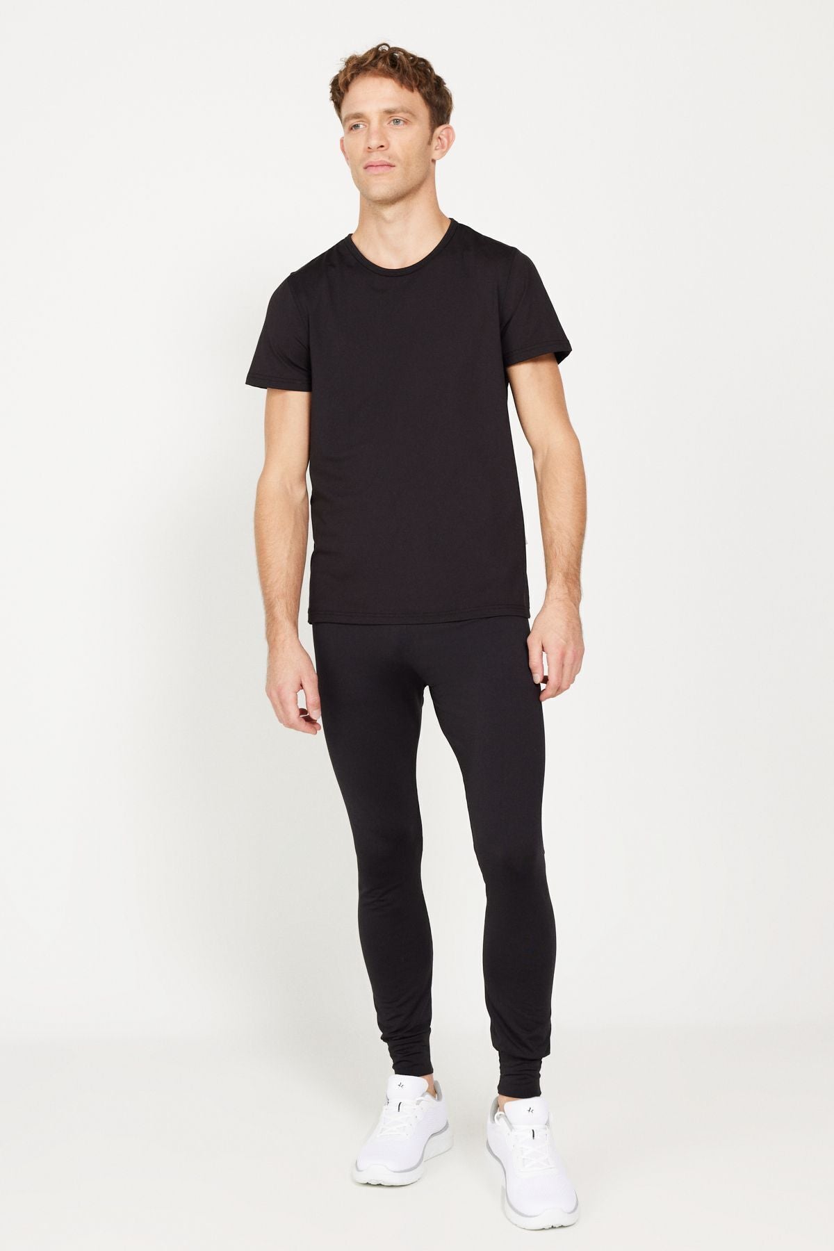 Men's heat, breathing thermal black standard standard fit normal cut flexible underwear T -shirt