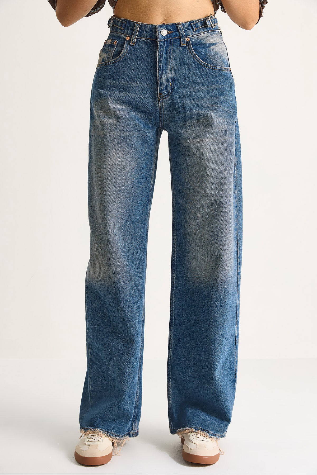 Women's Side Buckle Denim Trousers 5290 60284088