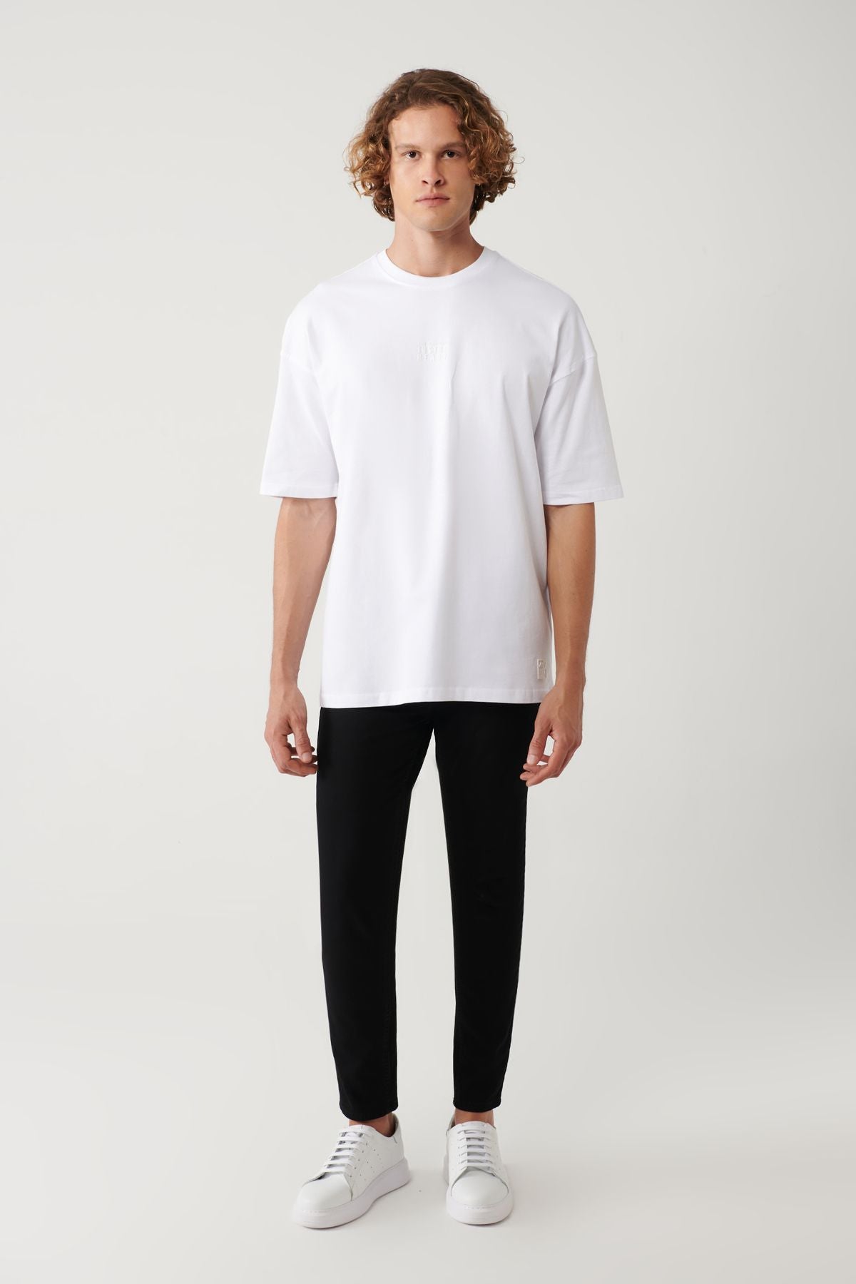 Men's White 100 %Cotton Bicycle Collar Printed T-Shirt A41y1325