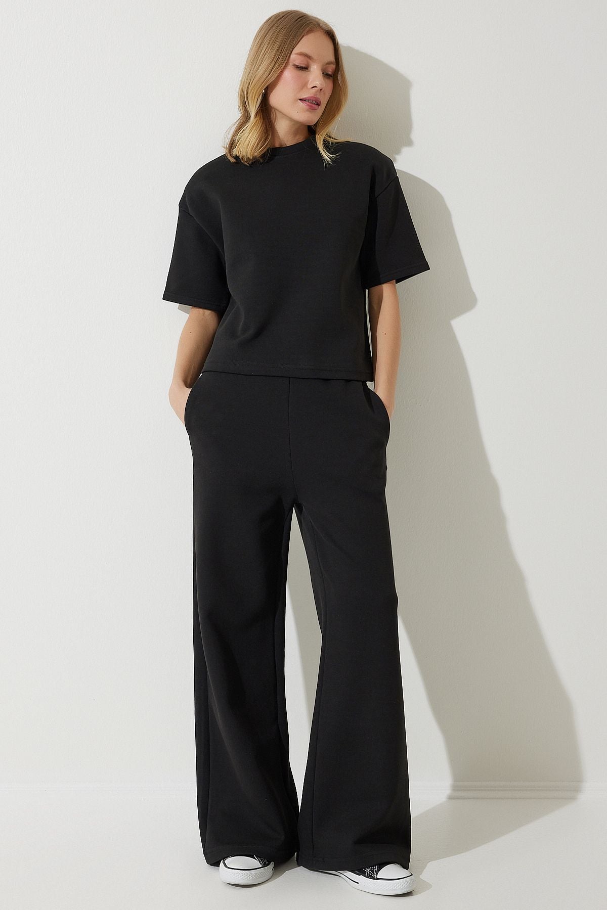 Women's Black Premium Vatkalı 2 yarn tracksuit team NY00001