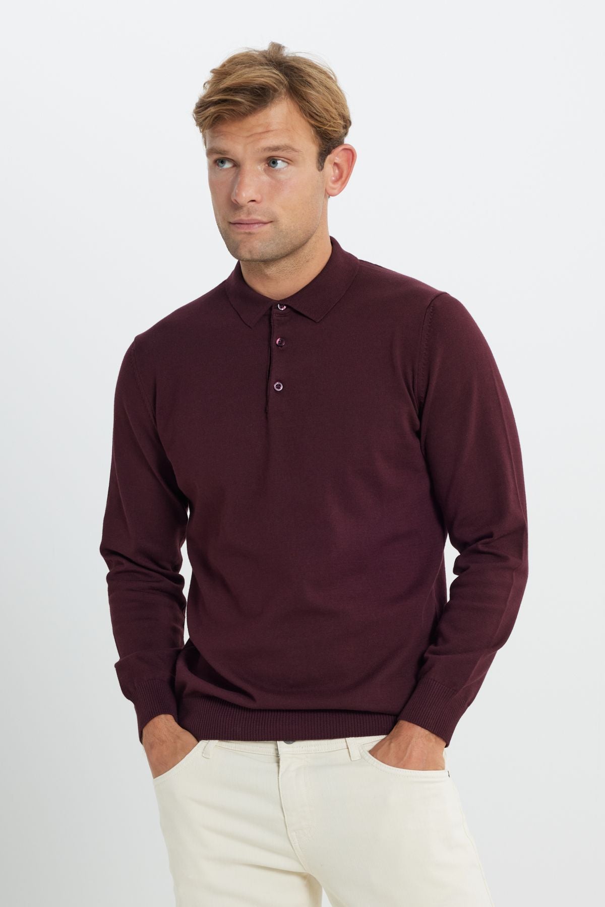 Men's Bordeaux Cotton Standard Fit Normal Cut Polico Sweater