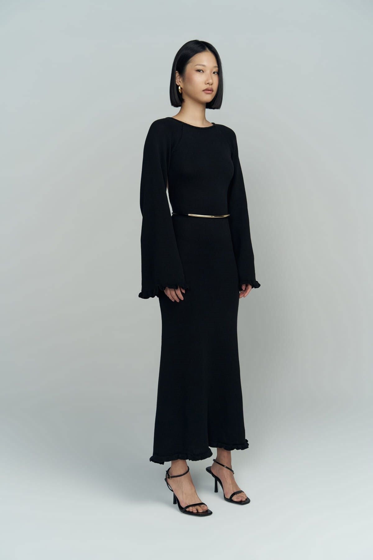 Angela Back Décollette Black Knitwear Dress