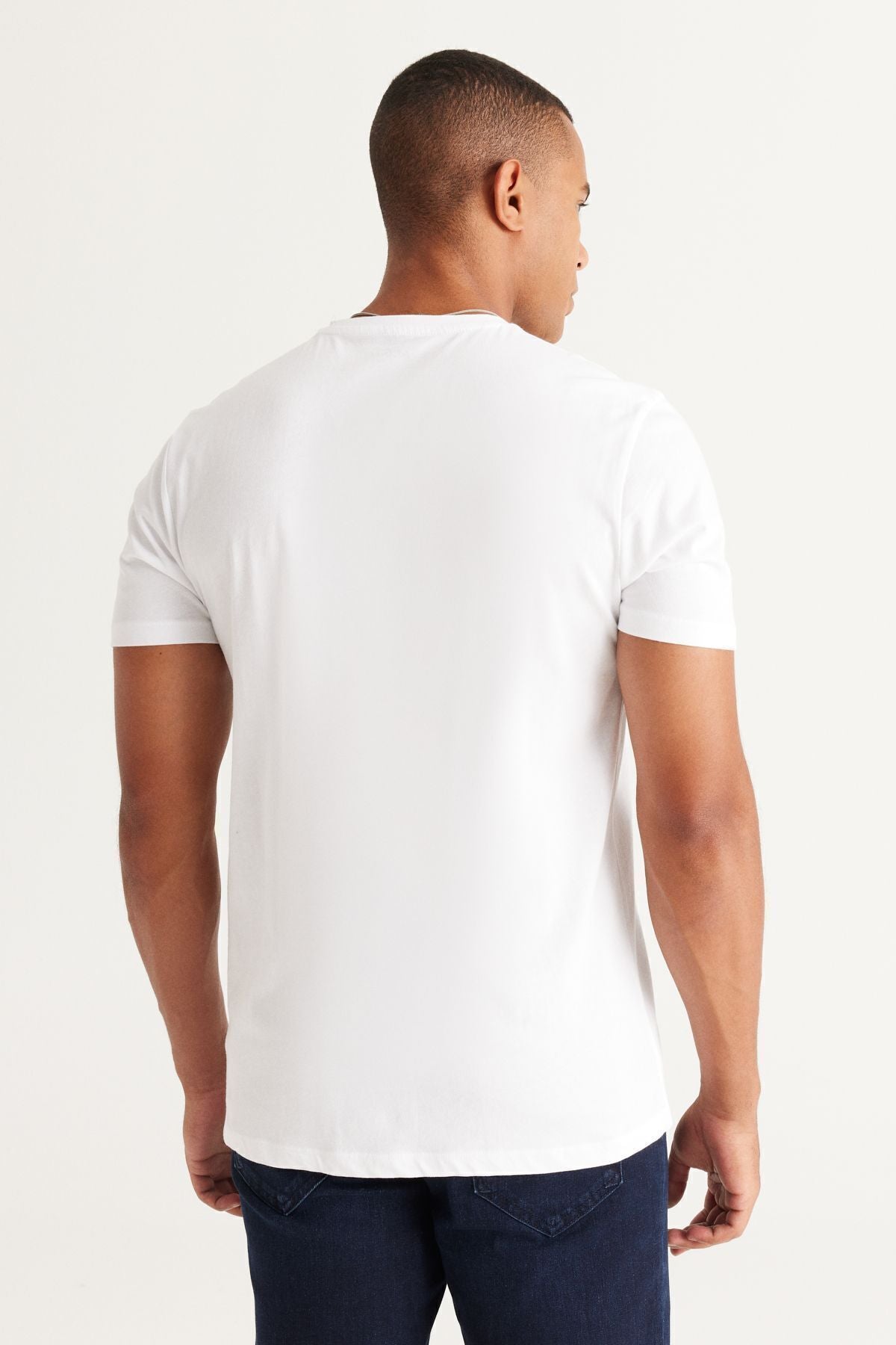 Men's White-Right 2 Package Slim Fit Narrow Cut Cotton Basic T-shirt